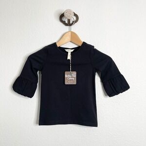 Matilda Jane Clothing Kids Black Long Sleeve Ruffle Sleeve Top Size 4